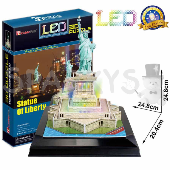 CubicFun - Puzzle 3D Socha Svobody s LED světlem - 37 dílků                    