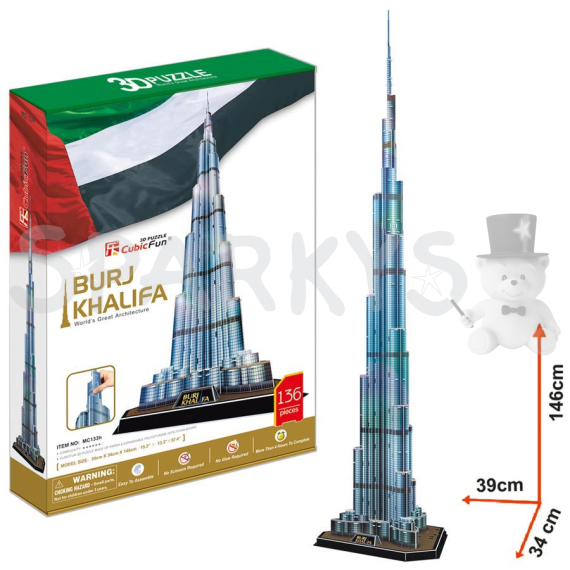 CubicFun - Puzzle 3D Burj Khalifa - 136 dílků                    