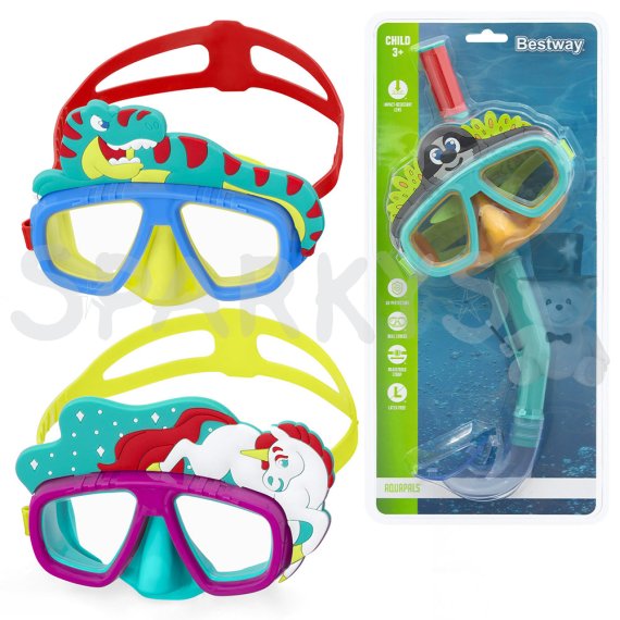 BESTWAY 24059 - Potápačská maska ​​so šnorchlom AquaPals od 3 rokov - 3 druhy                    
