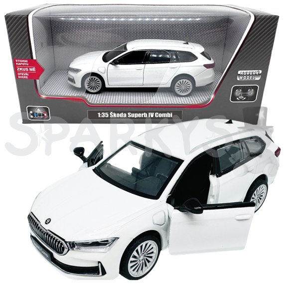 Kovový model - 1:35 Škoda Superb IV Combi biele                    