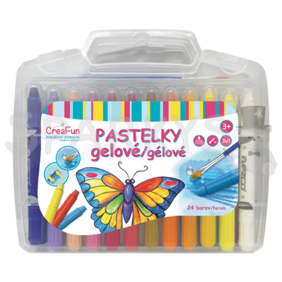 CreaFun - Pastelky gélové 3v1 umývateľné - sada 24 ks + štetec                    