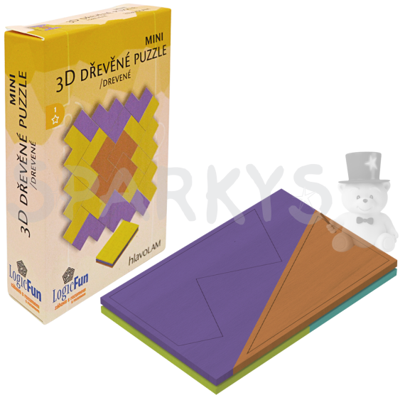 Hlavolam - Mini 3D drevené puzzle viac druhov                    