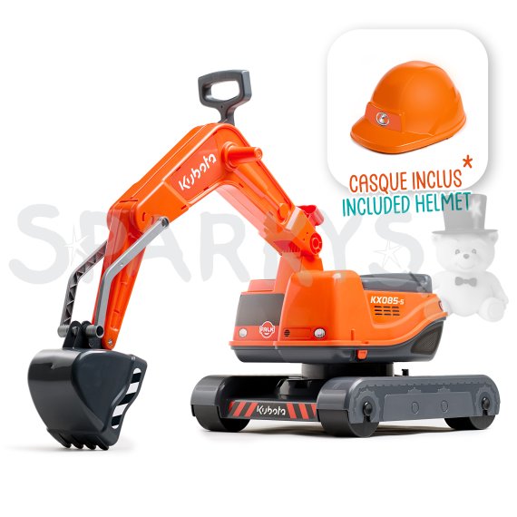 FALK Odrážadlo bager KUBOTA s odklopným sedadlom a prilbou - oranžové                    