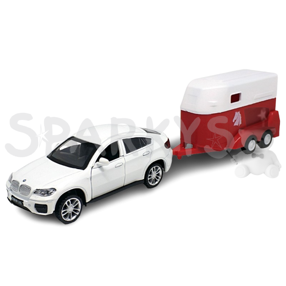 Kovový model - 1:43 BMW X6 s prívesom-kone                    
