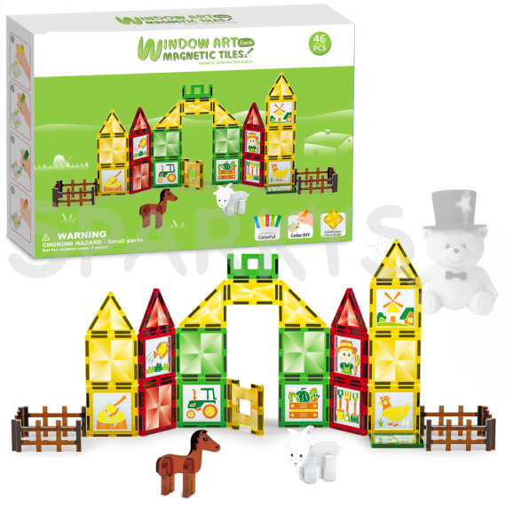 Magnetická stavebnica - Farma s maľovaním 46 ks                    