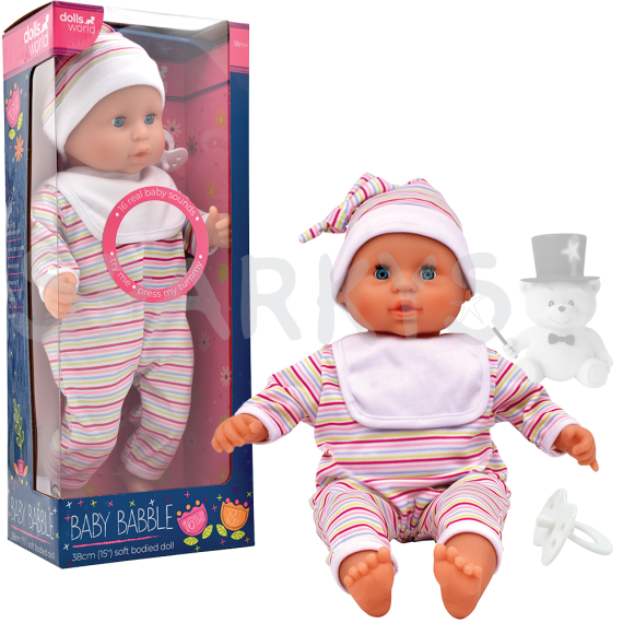 Dolls World - Hovoriace bábätko 38 cm so 16 zvukmi a zatváracími očami                    