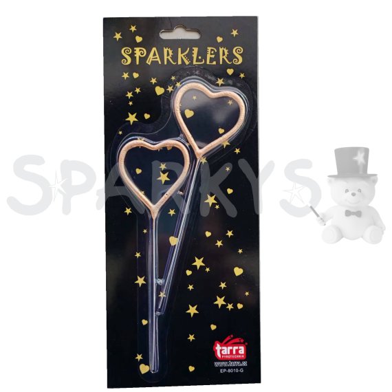 Prskavky v tvare srdca zlaté - srdiečka - 2 ks / 16,5 cm                    
