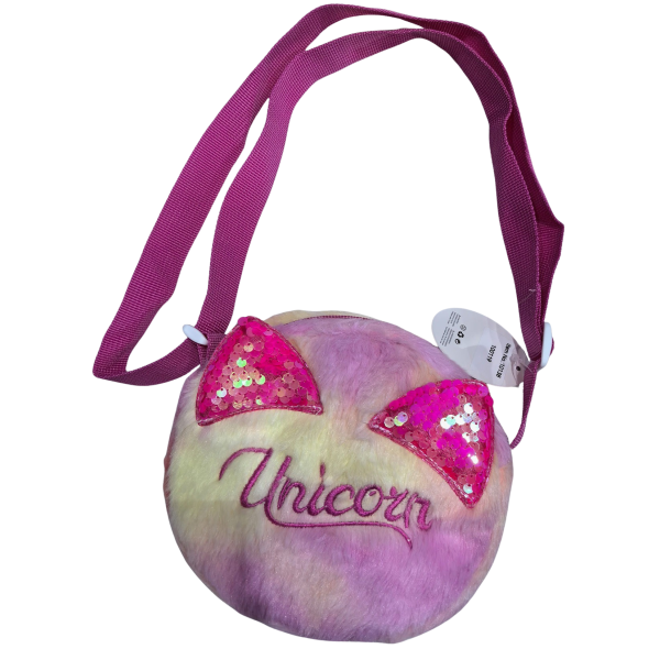 PINK Okrúhla kabelka Unicorn a flitrové uši
