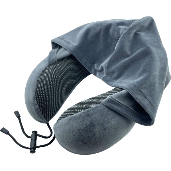 ZÁHLAVNÍK ergonomický s kapucňou z pamäťovej peny - šedý